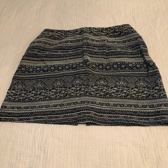 Navy Patterned Fall Mini Skirt - Picture 2 of 4